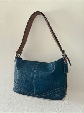 Authentic COACH Teal Pebbled Baguette Hobo - 2007 Soho Collection 🦋